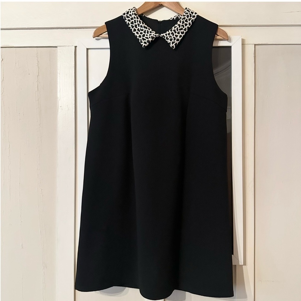 ASOS Black Mini Dress with Leopard Collar size 8